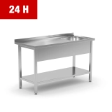 STÓŁ ZE ZLEWEM 1-KOMOROWYM Z KOMORĄ PO PRAWEJ I PÓŁKĄ POL-212-P | 1000x600x850 | Wysyłka 24 h!