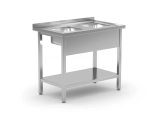 STÓŁ ZE ZLEWEM 2-KOMOROWYM Z KOMORAMI 300X325 MM I PÓŁKĄ POL-222-MK